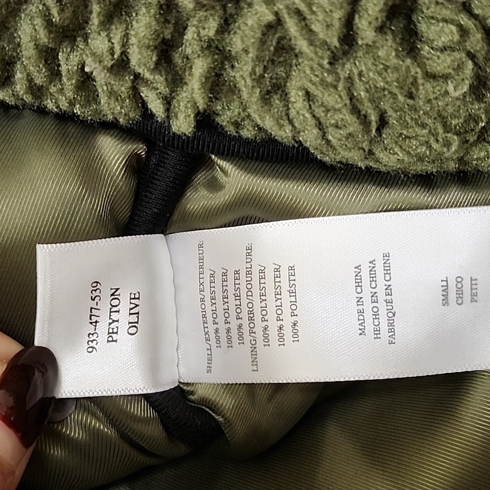 Rails Peyton Quilted Fleece Jacket  Olive Green Sherpa Jacket Sz Small - Picture 16 of 16